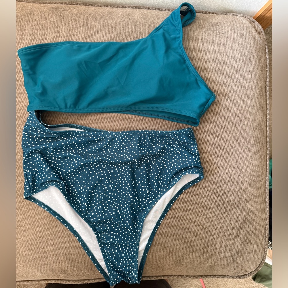 Teal One-Shoulder Bikini Set